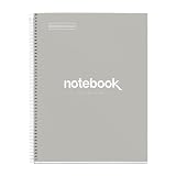 Miquelrius - Cuaderno A4 Punteado Dots, 80 Hojas, Tapa Dura Cartón, Gris | Papel 90 g/m², Microperforado, Borde Lateral de Color, Espiral, 4 Taladros para Archivar, Notebook Emotions