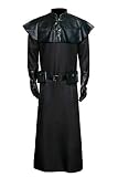 FirstCos Disfraz de médico de la peste para adultos, ropa de Halloween, capa negra, steampunk, disfraz de sacerdote renacentista
