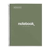 Miquelrius - Cuaderno A4 Cuadriculado, 80 Hojas, Tapa Dura Cartón, Verde | Papel 90 g/m², Microperforado, Cuadrícula 5 mm, Borde Lateral de Color, Espiral, 4 Taladros para Archivar, Notebook Emotions