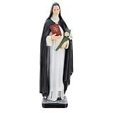 Holyart Imágenes de Resina y PVC: Estatua Santa Caterina de Siena 40 cm Resina Rama de Flores y Libro