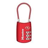Master Lock 4688DRED Candado para equipaje con cable aceptado TSA, rojo por Master Lock