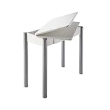 MOMMA HOME Mesa de Cocina o salón Extensible, Mesa Comedor Extensible, Mesa Plegable, Mesa Comedor Moderna, Color Blanco/Plata, RIBETA, Medidas 80x40/80x78 cm