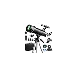 Telescopio Astronómicos Niños Adultos, Telescopio Refractor Portátil Profesional 70mm de Apertura/400mm, 200x, con Filtro Solar Lunar Buscador Bolsa para Principiantes Observación Terrestre Lunar Sol