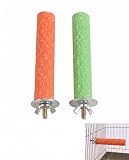 QEDBOJE Set de 2 Perchas para Pájaros (Color Aleatorio) – Barras para Moler y Afilar Garras y Picos de Loros, Periquitos y Aves de Jaula. Cuidado Natural, Previene el Sobrecrecimiento.