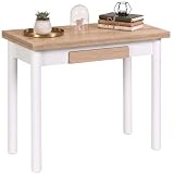 Miroytengo Mesa Cocina Extensible Kitchi Libro 1 Cajón Blanco Mate Roble 80x76x40-80 cm