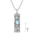 XIXLES Urna para cenizas, collar conmemorativo de cremación, joyería para cenizas, plata de ley 925, urna para mascotas, collar con colgante de ceniza, regalos para mujeres y hombres, Plata esterlina