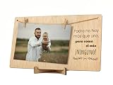 CONTRAXT Marco de Fotos Papa Dia del Padre. Marco colgar fotos con pinzas 10x15 madera natural ideas regalos detalles originales para papa primerizo, postal wonderful originales (Padre ES)