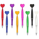 JKJF Bolígrafo de gel con forma de corazón, 8 unidades, giratorio, diseño de corazón, 1 mm, color negro