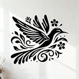 Silueta de pájaros con pájaros cantores y rapaces. Calcomanías de letras 54.6x63.4cm No se cae Negro