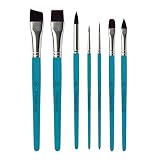 Findartle Pinceles Pintura Facial, 7 Piezas Pinceles acrílico para acrílico, Acuarela, óleo,Gouache,Pincel artístico para Halloween, Cosplay, Nail Art, Pintura Facial,Pintura al Temple (Azul Lago)