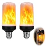 2 Piezas Bombillas LED E27 con Efecto Llama 3W, 4 Modos de Iluminación | Bombilla de Llama E27 con Sensor de Gravedad, Luz Parpadeante para Halloween Navidad Fiestas Decoración