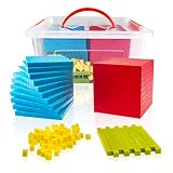 Conjunto de Bloques Base Diez, 121PCS Base 10 Set Aprendizaje de matemáticas Manipulativo Enseñar a los niños Volumen, Conceptos numéricos y de Valor posicional para matemáticas tempranas de conteo