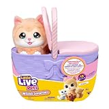 Little Live Pets Mama Surprise Kittens - Mamá interactiva con +15 Sonidos y reacciones - Mamá Tiene 3 bebés Sorpresa - Reacciona al Tacto - Come Pescado - Cesta de Transporte - A Partir de 4 años