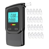 Uwelliky Alcoholimetro Portátil con Pantalla LCD Retroiluminada, Sensor Semiconductor Probador de Alcohol, Resultados Rápidos y Precisos, Alcoholímetro Profesional con 20 Boquillas