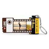 Made in Gift | Llavero Personalizado Carrete de Fotos para Pareja | Hasta 8 Fotos y Nombre | Rollo Fotográfico Vintage Desplegable con Anilla | Regalo Original Aniversario o San Valentín