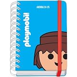 Dohe - Agenda Escolar 2024 2025 - Día por Página, Tamaño A6 (12x17 cm), Cierre Anillas y Goma, Español e Inglés, 4 Páginas de Pegatinas, Septiembre a Junio, Material Escolar - Playmobil Core