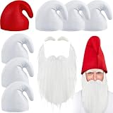 Jadive 7 Piezas Sombreros de Enanito con Barba y Cejas para Carnaval | Para Halloween y Navidad, Accesorios para Disfraces Grupales, Sombreros Puntiagudos de Gnomo, Con Barba y Cejas