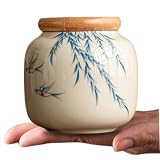 Urna pequeña, urnas pequeñas para recuerdo de cenizas humanas, urnas funerarias de cerámica de 3 pulgadas con tapa de madera sellada, anticorrosión y a prueba de humedad para humanos, adultos, niños