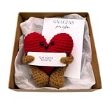 Kiwilima KL Regalo Original Mujer, Hombre, Amiga o Pareja | Corazón de Crochet con Tarjeta Personalizable y Mensaje Positivo | Regalos Cumpleaños | Detalle Original