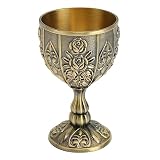 Tomotato Copa de Vino Vintage, Taza de Vino en Relieve con Patrón de Flores, Mini Copa de Cáliz Retro para Bares Domésticos, Fiestas, Bodas, 6,3x10,3cm(Bronce)