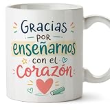 MUGFFINS taza profesora y profesor con frase Gracias por enseñarnos con el corazón en Español | regalo profe original | detalle agradecimiento fin de curso | Infantil v3