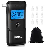 Alcoholimetro Homologado Portátil Test Alcoholemia: Etilómetro Profesional de Alta Precisión con 10 Boquillas Reutilizables - Alcoholímetro Alcohol Test Digital con Pantalla LCD Azul para Casa Coche