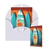 Tarjetas de felicitación de cumpleaños con sobres, tabla de surf sobre tarjetas en blanco de madera para todas las ocasiones, tarjeta de agradecimiento para invitaciones de boda, Navidad, 10 x 15 cm