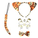 BoatongaTiger - Juego de adhesivos faciales y diademas con orejas de tigre para disfraz de carnaval