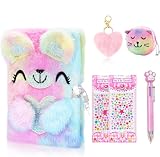 Homicozy Diario Secreto Niña, Libreta con Llave y Candado para Niña y Chicas, Cuaderno Privado con Monedero, Pulsera de Estrella,Bolígrafo Multicolores, Pegatinas Decorativa, Llavero Peludo para Chica