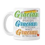 BAOBAB REGALOS Gracias por las Lecciones Aprendidas, por la Paciencia Infinita, Por Todo el Cariño - Taza Profesores y Profesoras Fin De Curso - maestro - maestra. Cerámica blanca