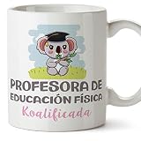MUGFFINS Tazas para PROFESORA DE EDUCACIÓN FÍSICA mujer - En Español - Koalificado/koalificada - 11 oz / 330 ml - Regalo original y divertido