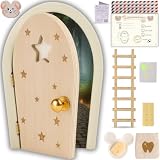 HOMYKIDS® Puerta Ratoncito Perez Magica | Abre y BRILLA | Certificados | Puerta Raton Perez Casita Ratoncito Perez | Idea Regalo Cajita Dientes (Natural, Ratón Pérez)