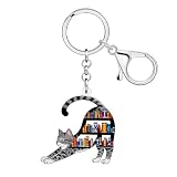 DOWAY Llavero acrílico con forma de animales, accesorios para libros, regalos para amantes de los libros, mujeres, bibliotecarias lectoras, Negro, M