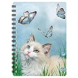 3D LiveLife Ragdoll & Butterflies Cuaderno A6 En Espiral, 80 Páginas | Cuaderno, diario o cuaderno de dibujo de bolsillo con portada de gato. Regalos y papelería de Deluxebase.