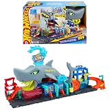 Hot Wheels City Ultra Shark Lavado de Coches y Vehículo Color Reveal | Incluye coche escala 1:64 con diseño sorpresa y cambia de color en agua fría o caliente, HTN82