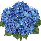 Grandes hortensias artificiales de color azul oscuro, flor artificial como hortensias reales, arreglo floral de hortensias de seda, hortensias artificiales de toque real para decoración de bodas