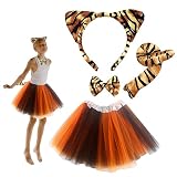 SKHAOVS 4 Disfraces de Tigre, Orejas y Tocado de Tigre, Set de Disfraces de Animal para Adultos y Niños, para Cosplay, Halloween, Fiesta, Cumpleaños, Navidad y Carnaval