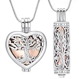 VCCWYQK Collar de urna de árbol de la Vida para Cenizas de cremación con Botella Hueca, Cilindro Keepsake Memorial Lockets Ceniza Titular para Mujeres Hombres Mascotas