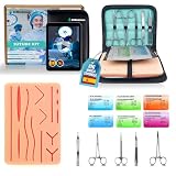 Kit de Sutura con Almohadilla Realista | Kit Sutura Quirúrgica para Practicar, Kit Suturas para Estudiantes de Medicina y Enfermería, con Instrumental y 10 Hilos de Entrenamiento