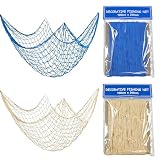 AABDTYYD 2 Unidades Red de Pesca Decorativa Blanco y Azul, Decoracion Marinera para Pared y Mesa, Decoración Temática de Piratas o Sirenas, Fiestas y Hogar, Estilo Náutico y Costero