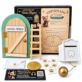 AYRIE® Puerta Ratoncito Pérez de Madera que se Abre, Kit Casita Ratón Pérez | Incluye buzón, escalera, moneda, huellas, audiocuento QR y certificados ilimitados para imprimir. Regalo primer diente
