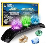 National Geographic Kit para Cultivar 3 Cristales con Base Iluminada | Cultiva cristales de colores, incluye geoda, fluorita verde y gemas reales, experimento científico