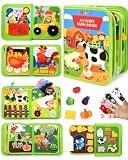 Libro Montessori 1 Año, Busy Board Granja, 10 Páginas, 20 Actividades | Juguete Sensorial para Niños de 1 a 6 Años, Animales de Granja