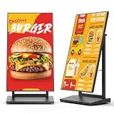 YCKJNB Pantalla Publicitaria en A Interior 43', Tótem Publicitario Digital de 800 Nits con Android 14, Caballete Plegable con Ruedas y CMS Gratis, con Ruedas para Hostelería
