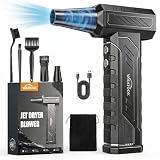 WHATOOK Soplador de Aire Eléctrico Potente, 4 Velocidades 250000 RPM Aire Comprimido Limpieza PC Air Duster con 8000mAh Bateríay Luz LED, USB-C Recargable Mini Compressed Air para PC, Teclado, Coche