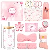 Set de Regalos para Niñas Adolescentes 9-18 Años, Regalo de Cumpleaños Rosa | Vaso con Tapa y Pajita, Pinceles Maquillaje, Neceser, Pulsera, Hairband, Pinza y Calcetines, para Niñas, Cumpleaños y Navidad