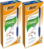 BIC Atlantis Soft Bolígrafos Retráctiles Punta Media (1,0 mm) - Azul, Caja de 12 Unidades (Paquete de 2)