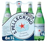 S.Pellegrino - Agua mineral natural con gas, 6 botellas, 1L | Agua con gas en pack formato grande ideal para consumo diario, bebida refrescante ligera perfecta para acompañar comidas
