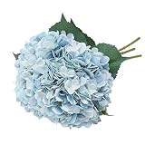 Tifuly Artificial Hydrangea Flower, 5 PCS Ramos de hortensias de Seda de Tallo Largo para Bodas, hogar, Hotel, decoración de Fiestas, centros de Mesa (Azul)