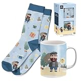 ROCKING GIFTS Set De Regalo Taza 300ML Cerámica con Calcetín Talla 38-42 Poliéster Tema Olentzero Navidad Vasco